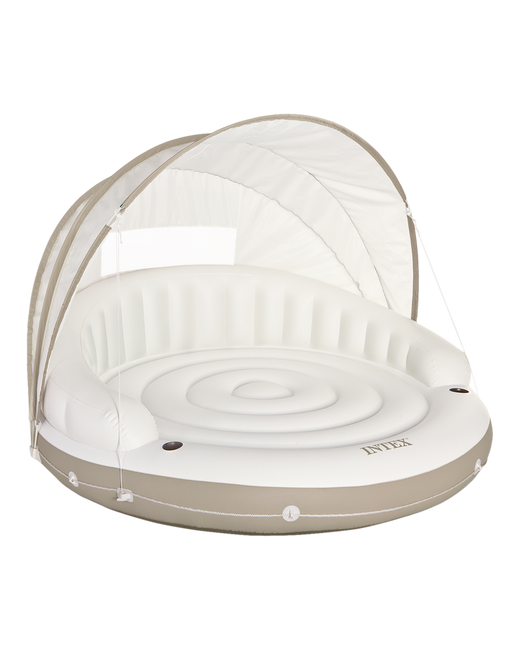 Intex Off White Canopy Inflatable Pool Island Multi Person Float with Detachable Sun Shade