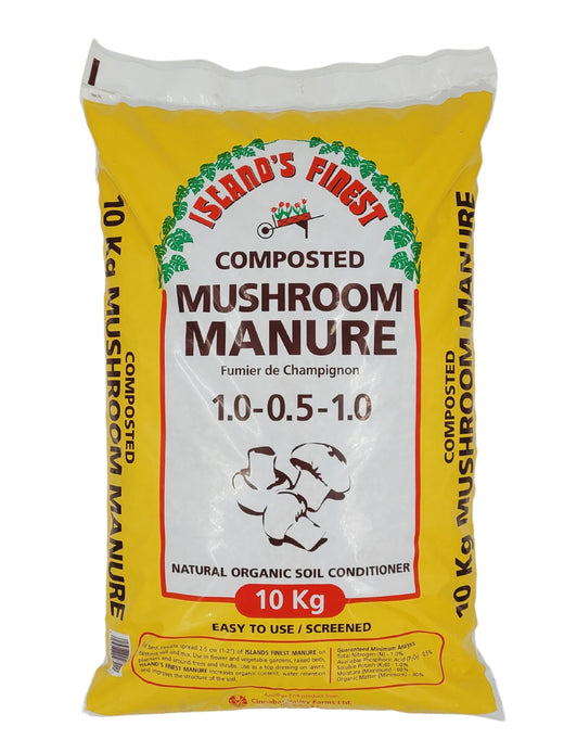 Island's Finest Composted Mushroom Manure, Natural Organic Soil Conditioner, 10-kg