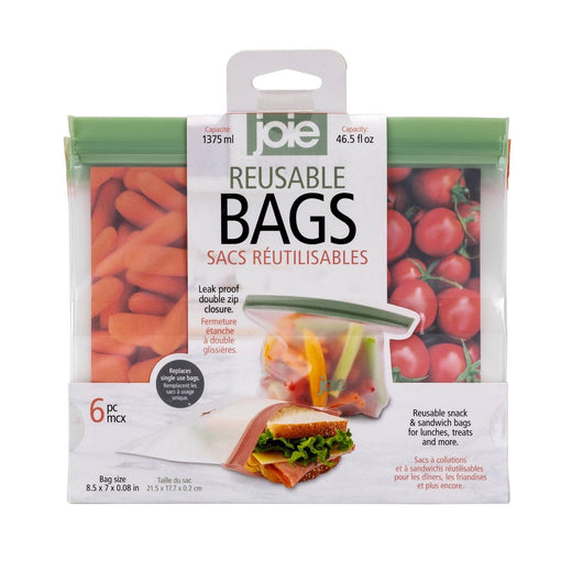 Joie Reusable Peva Food Storage Bags, Terracotta/Sage/Grey, 6-pk