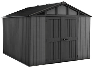 Keter Apex Resin 2-Door Outdoor Storage Shed with Full Length Skylight, Grey, 10-ft x 11.5-ft