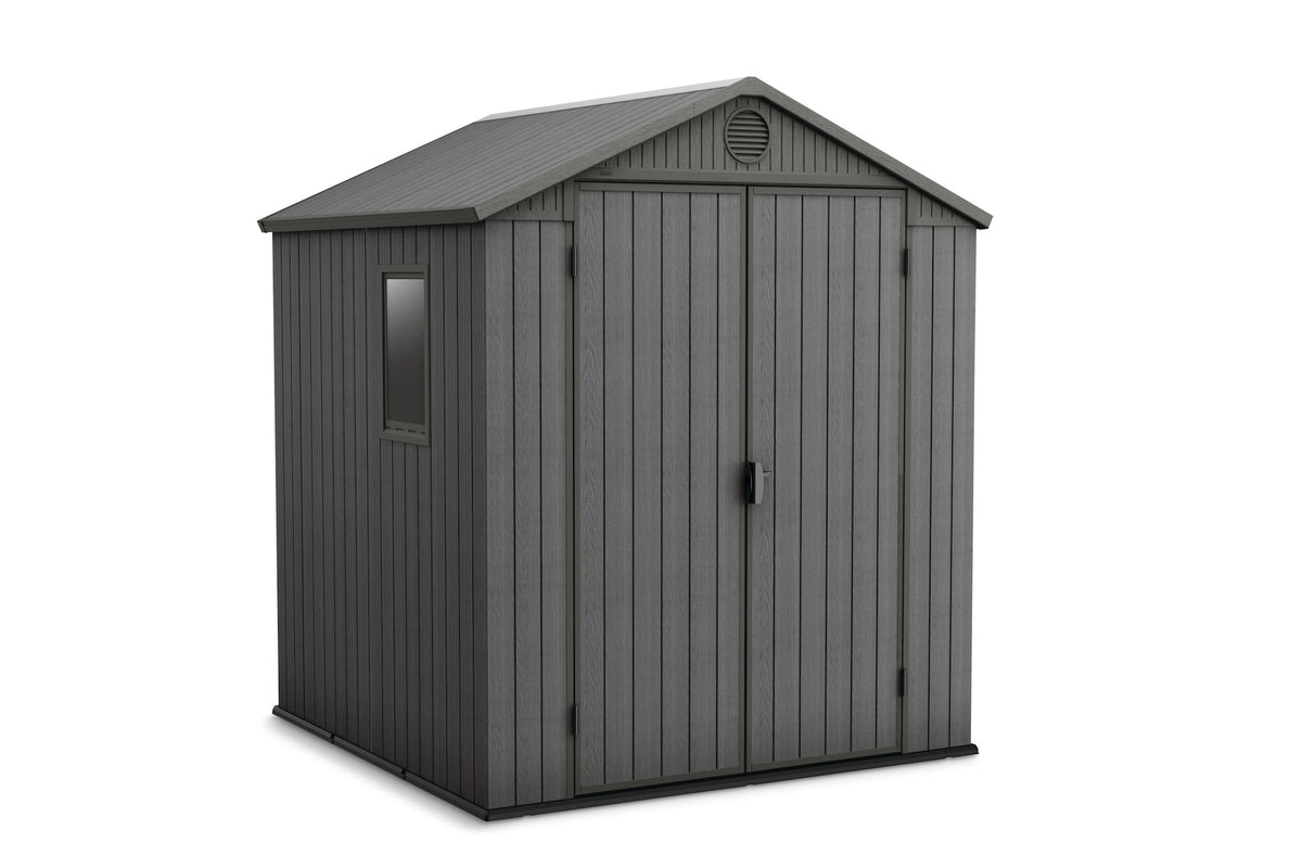 Keter Darwin Outdoor Storage Shed, Grey, 6-ft x 6-ft