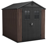 Keter Darwin Resin Outdoor Storage Shed with DecoCoat, Brown, 6-ft x 8-ft