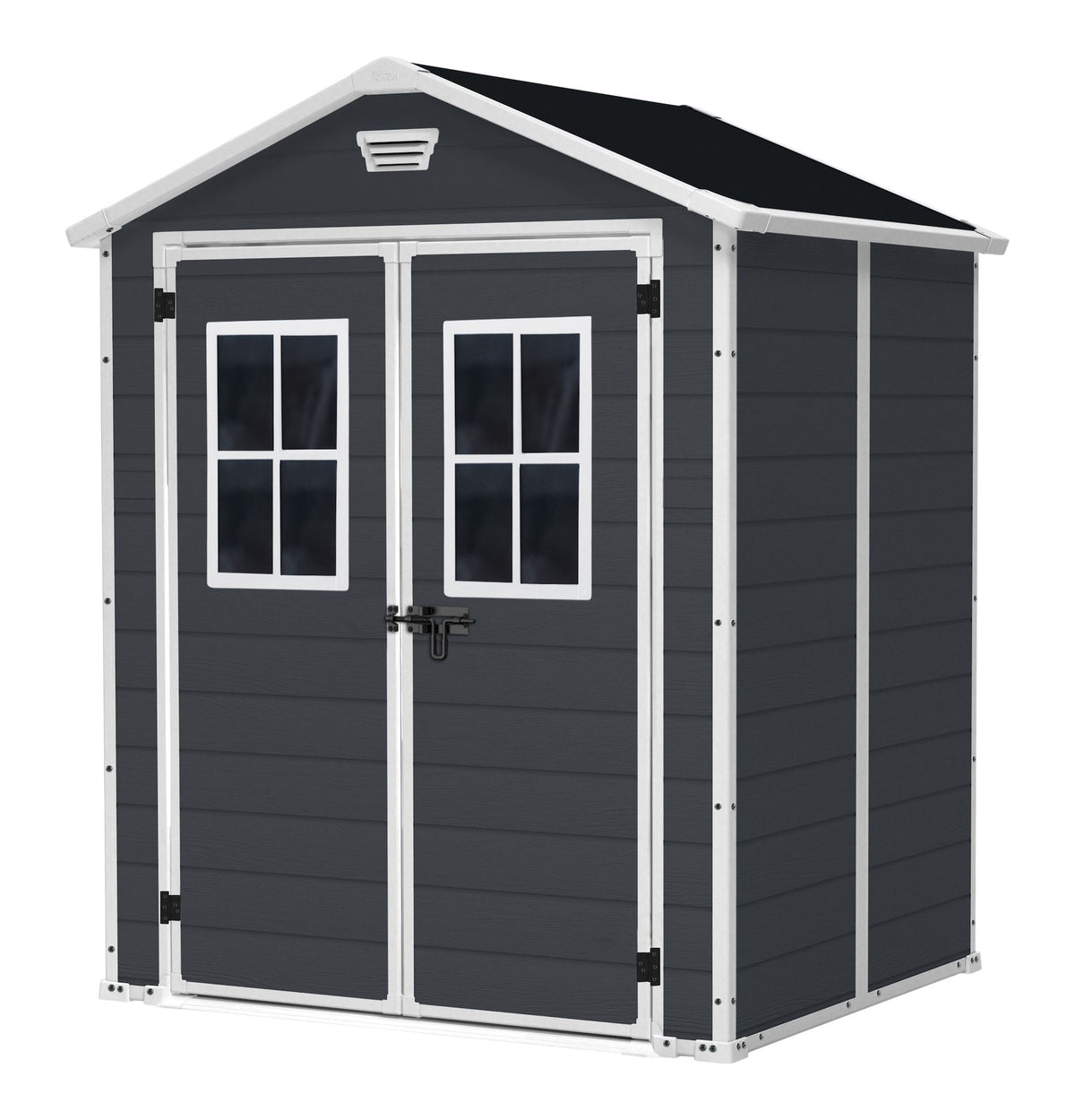 Keter Manor Resin Outdoor Storage Shed with Fixed Window, Grey, 6-ft x 5-ft