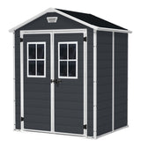 Keter Manor Resin Outdoor Storage Shed with Fixed Window, Grey, 6-ft x 5-ft