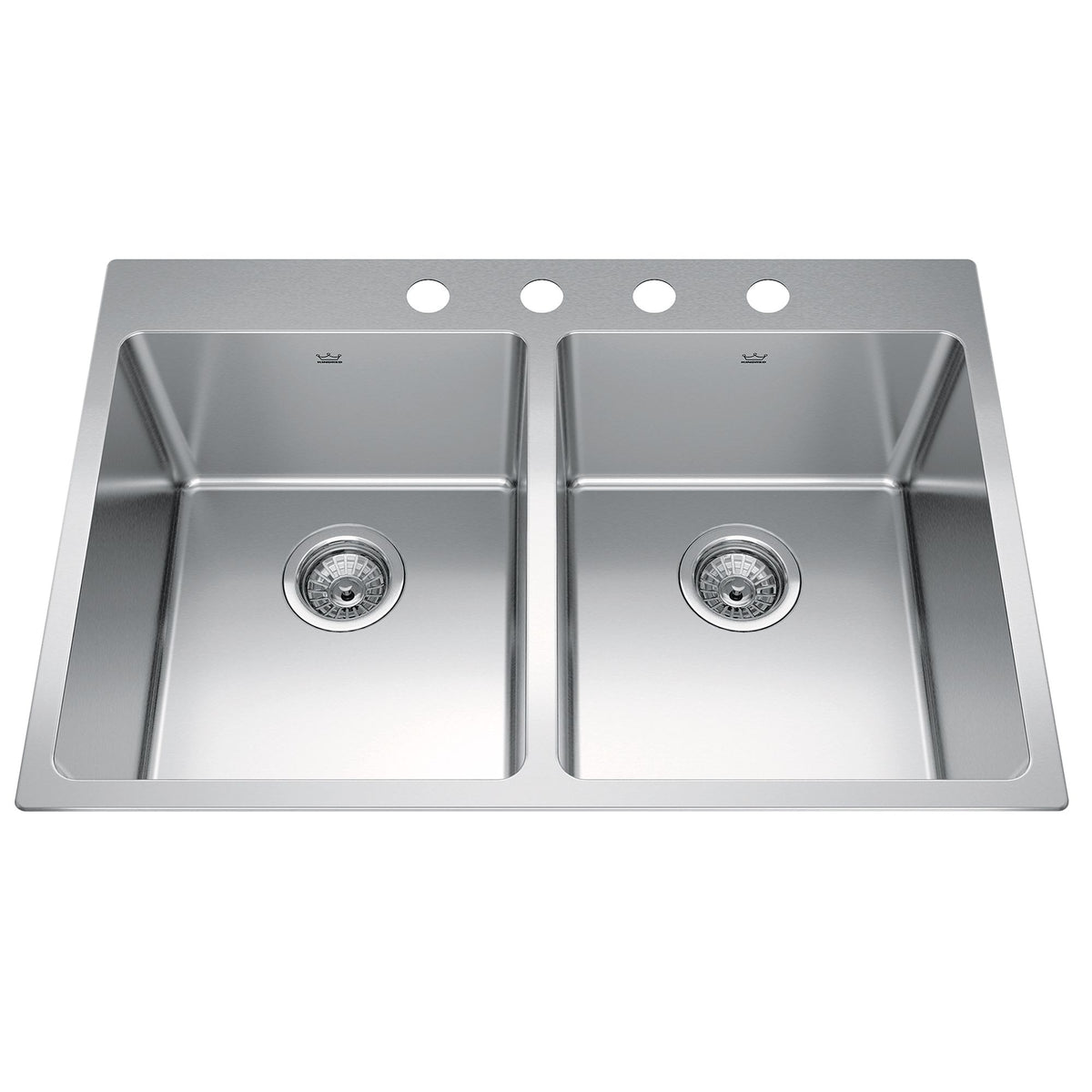 Kindred Brookmore Drop In Double Bowl 4-Hole Kitchen Sink, 30.8-in x 20.9-in x 9-in, Stainless Steel