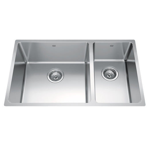 Kindred Brookmore Undermount Combination Bowl Kitchen Sink, 30.5-in x 18.1-in x 9-in, Stainless Steel