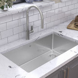Kindred Brookmore Undermount Single Bowl Off Set Waste Kitchen Sink, 32.5-in x 18.1-in x 9-in, Stainless Steel image 3