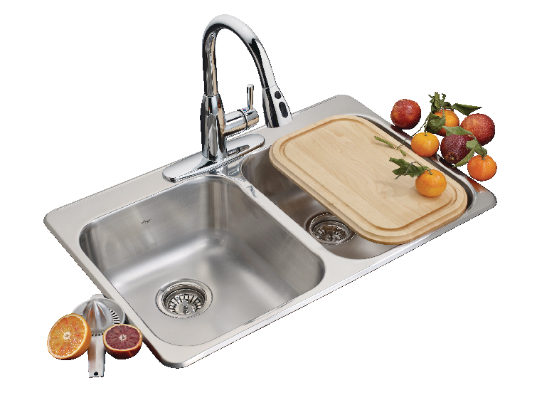 Kindred Reginox Drop In Double Bowl 3-Hole Kitchen Sink, 31.25-in LR x 20.5-in FB, Stainless Steel