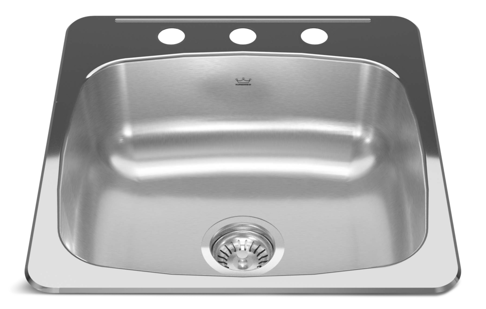Kindred Reginox Drop In Single Bowl 3-Hole Kitchen Sink, 20.13-in x 20.56-in, Stainless Steel