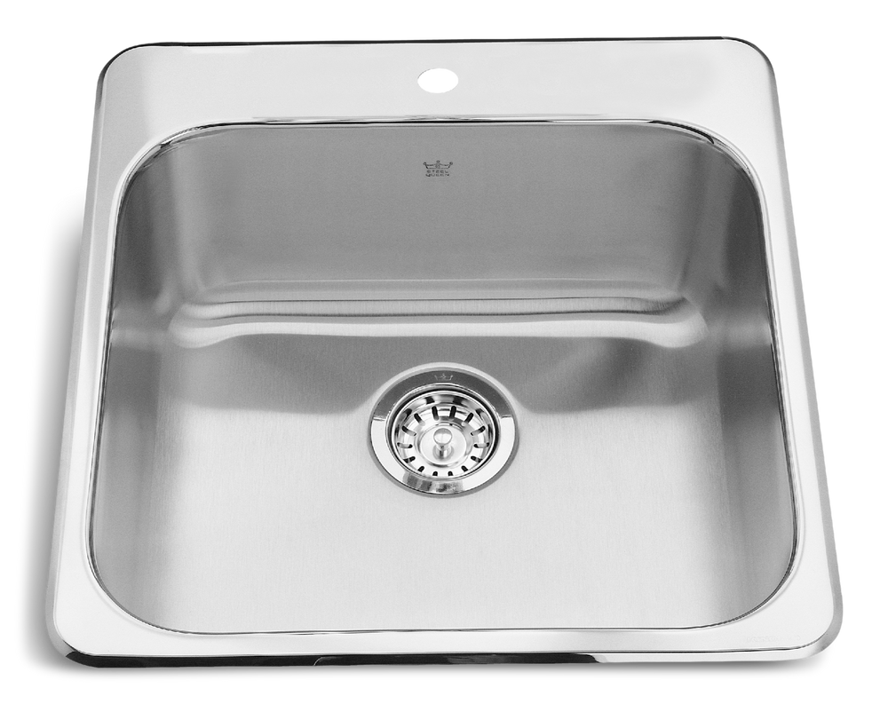 Kindred Steel Queen Drop In Single Bowl 1-Hole Kitchen Sink, 20-in x 20.5-in x 8-in, Stainless Steel