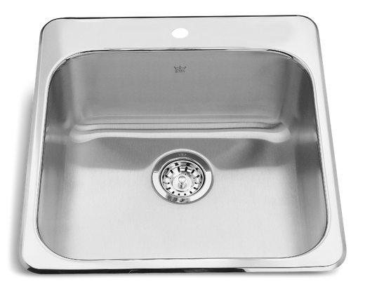 Kindred Steel Queen Drop In Single Bowl 1-Hole Kitchen Sink, 20-in x 20.5-in x 8-in, Stainless Steel