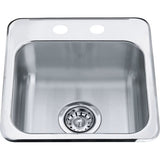 Kindred Steel Queen Drop In Single Bowl 2-Hole Hospitality Sink, 15.13-in x 15.44-in x 6-in, Stainless Steel
