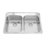 Kindred Steel Queen Kitchen Top Mount Double Ledgeback Sink, 8 inch deep