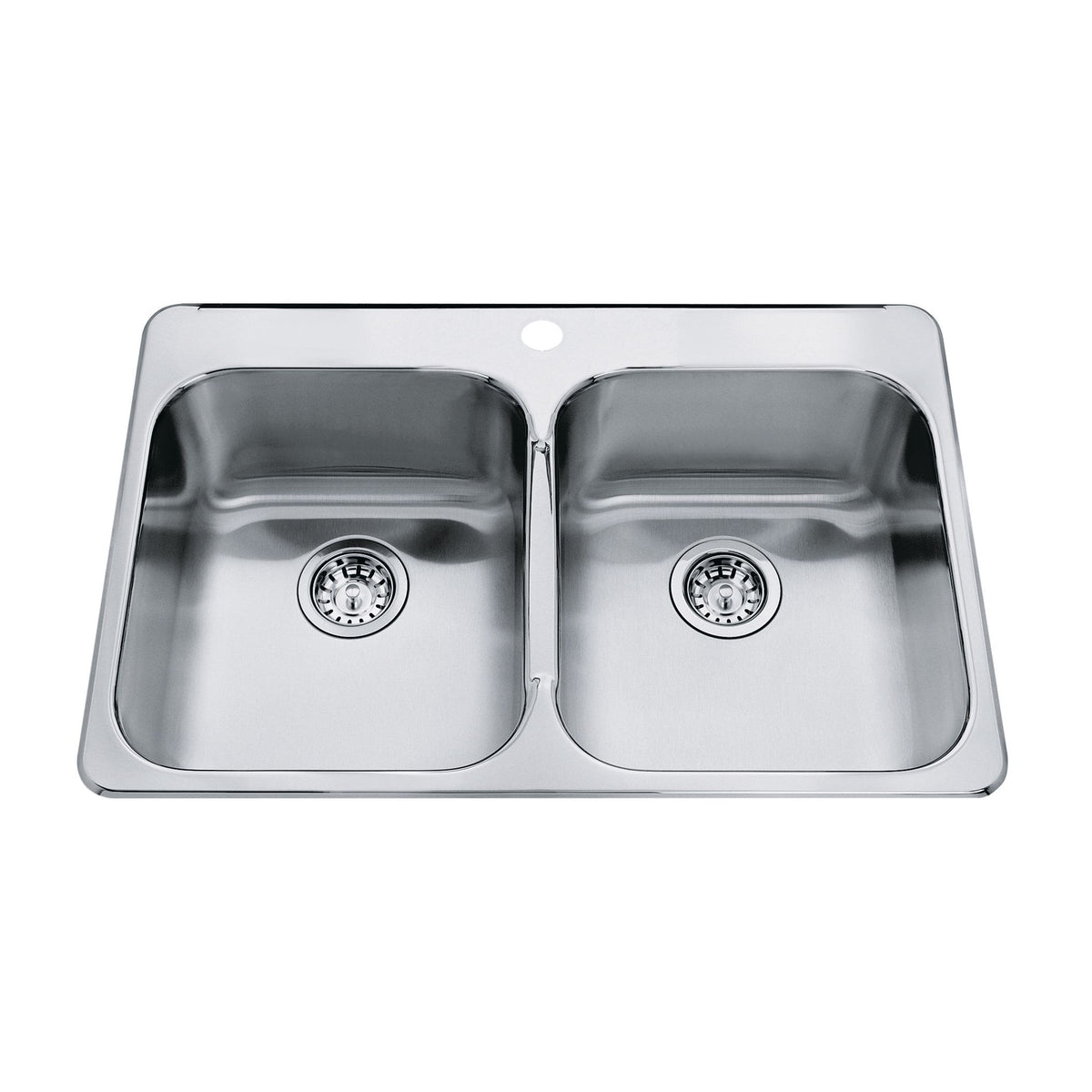 Kindred Steel Queen Top Mount Stainless Steel Double Bowl Kitchen Sink, 23x34x7-in