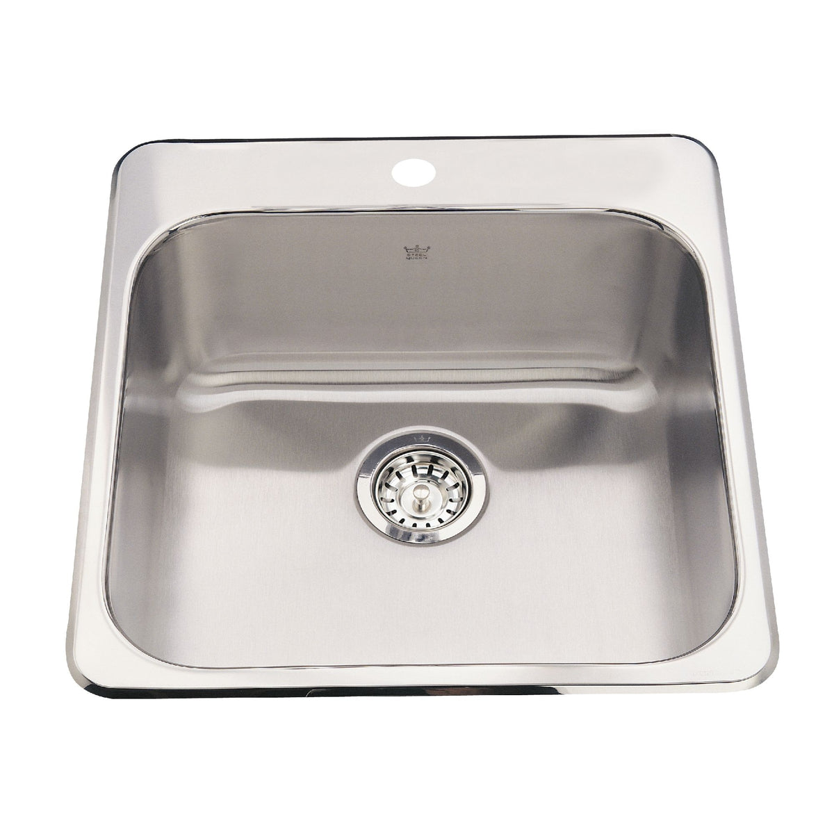 Kindred Steel Queen Top Mount Stainless Steel Single Bowl Kitchen Sink, 23x23x7-in