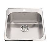 Kindred Steel Queen Top Mount Stainless Steel Single Bowl Kitchen Sink, 23x23x7-in