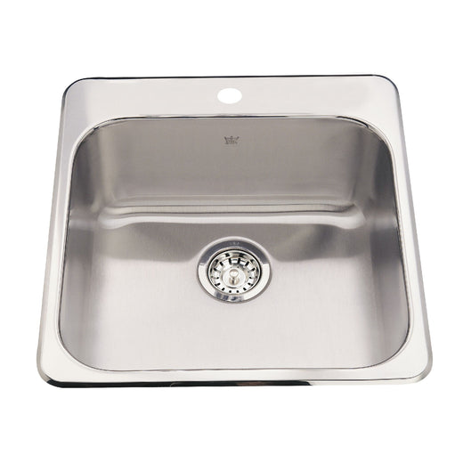Kindred Steel Queen Top Mount Stainless Steel Single Bowl Kitchen Sink, 23x23x7-in