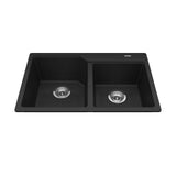 Kindred Urban Drop In Granite Double Bowl Kitchen Sink, 30.69-in x 19.69-in x 8.63-in, Onyx