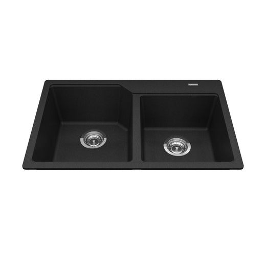 Kindred Urban Drop In Granite Double Bowl Kitchen Sink, 30.69-in x 19.69-in x 8.63-in, Onyx