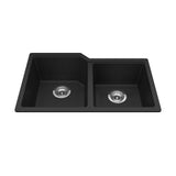 Kindred Urban Undermount Granite Double Bowl Kitchen Sink, 30.69-in x 19.69-in x 8.63-in, Onyx image 3