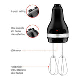 Kitchen Aid Compact 5-Speed Hand Mixer with Stainless Steel Accessories, Black image 3