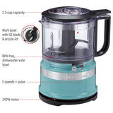 KitchenAid Compact 3.5 Cup Food Chopper/Mini Food Processor with Dishwasher Safe Parts, Aqua Sky image 4