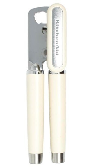 KitchenAid Gourmet Hard Handle Stainless Steel Can Opener, Black, Almond Cream