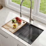 Kraus Kore Undermount Stainless Steel Single Bowl Kitchen Sink with Add-Ons, 27x19x11-in image 4
