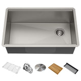 Kraus Kore Undermount Stainless Steel Single Bowl Kitchen Sink with Add-Ons, 32x19x11-in