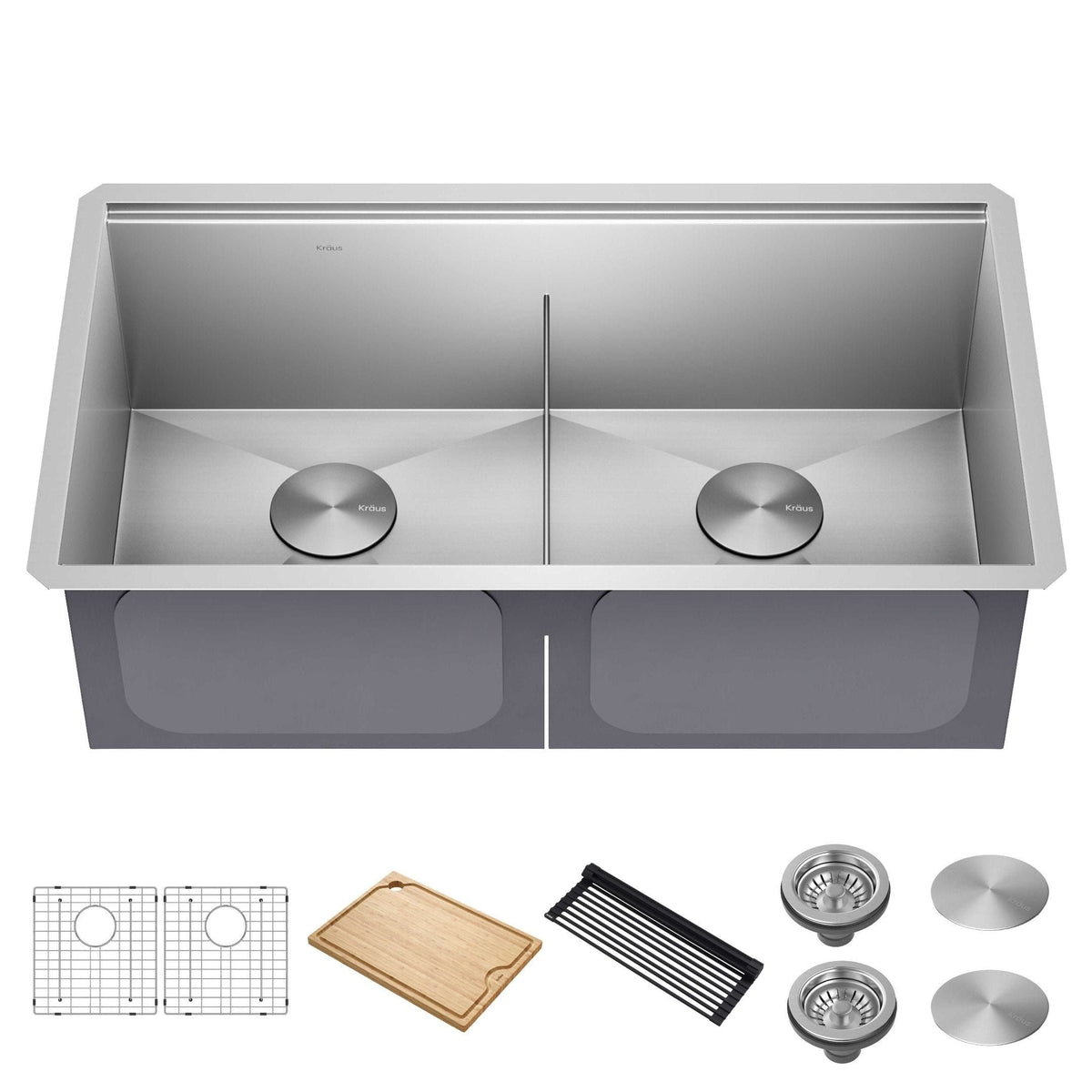 Kraus Kore Undermount Stainless Steel Single Bowl Kitchen Sink with Add-Ons, 33x19x11-in