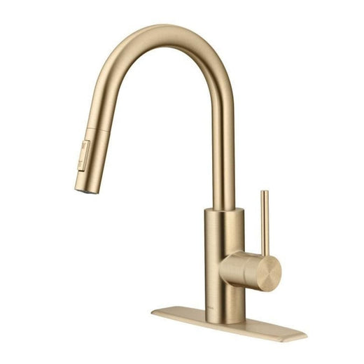 Kraus Oletto Pull-Down Single Handle Kitchen Faucet with QuickDock Top Mount Installation Assembly, Spot Free Antique Champagne Bronze