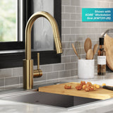 Kraus Oletto Pull-Down Single Handle Kitchen Faucet with QuickDock Top Mount Installation Assembly, Spot Free Antique Champagne Bronze image 3