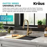 Kraus Oletto Pull-Down Single Handle Kitchen Faucet with QuickDock Top Mount Installation Assembly, Spot Free Antique Champagne Bronze image 4