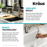 Kraus Oletto Pull-Down Single Handle Kitchen Faucet with QuickDock Top Mount Installation Assembly, Spot Free Antique Champagne Bronze image 7