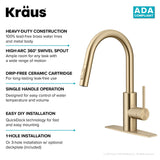 Kraus Oletto Pull-Down Single Handle Kitchen Faucet with QuickDock Top Mount Installation Assembly, Spot Free Antique Champagne Bronze image 8