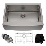 Kraus Standard PRO Apron Front Farmhouse Stainless Steel Single Bowl Kitchen Sink, 30x21x10-in
