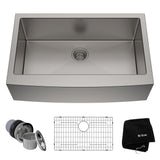 Kraus Standard PRO Apron Front Farmhouse Stainless Steel Single Bowl Kitchen Sink, 33x21x10-in