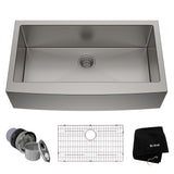 Kraus Standard PRO Apron Front Farmhouse Stainless Steel Single Bowl Kitchen Sink, 36x21x10-in