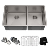 Kraus Standard PRO Undermount Stainless Steel Double Bowl 60/40 Kitchen Sink, 33x19x10-in