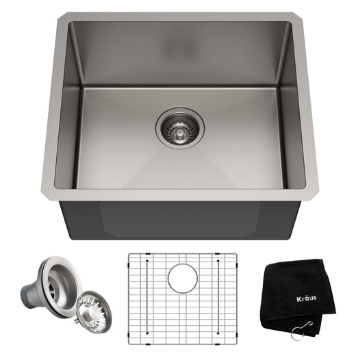 Kraus Standard PRO Undermount Stainless Steel Single Bowl Kitchen Sink, 21x18x10-in