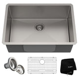 Kraus Standard PRO Undermount Stainless Steel Single Bowl Kitchen Sink, 28x19x10-in