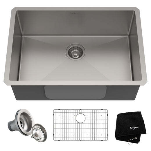 Kraus Standard PRO Undermount Stainless Steel Single Bowl Kitchen Sink, 28x19x10-in