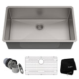 Kraus Standard PRO Undermount Stainless Steel Single Bowl Kitchen Sink, 32x19x10-in