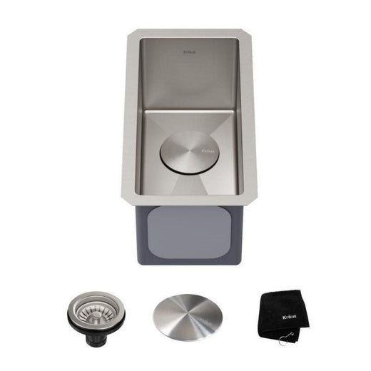 Kraus Standart PRO Undermount 16-Gauge Stainless Steel Single Bowl Bar Prep Kitchen Sink, 10-in