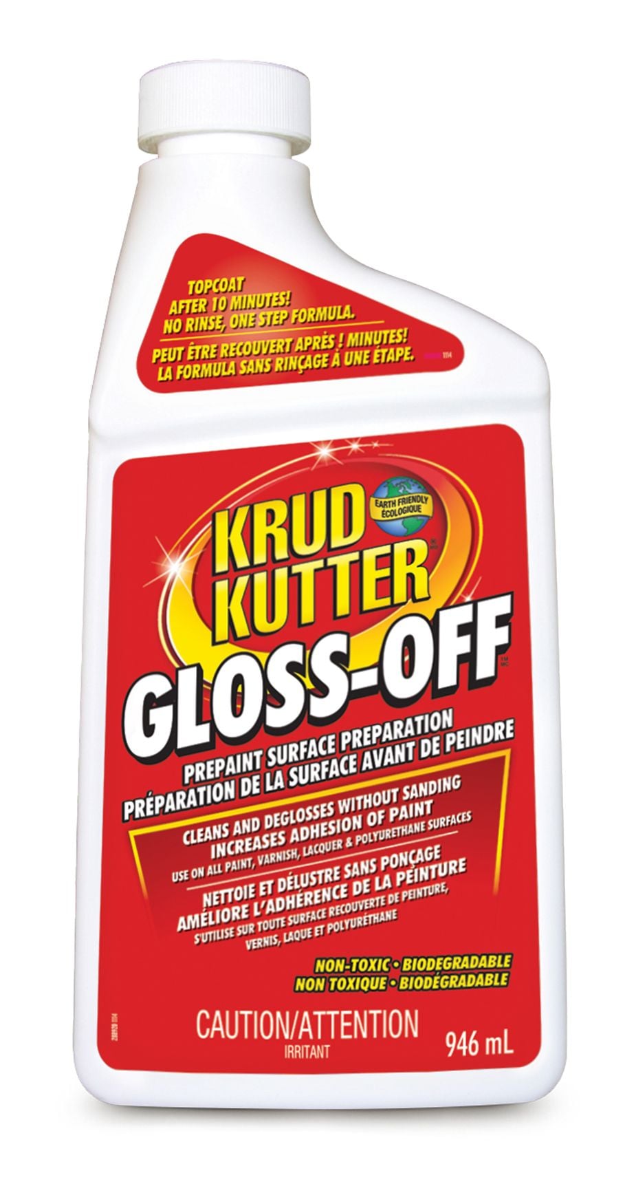 Krud Kutter Gloss-Off Pre-Paint Surface Preparation, Cleaner & Deglosser Without Sanding, 946-mL