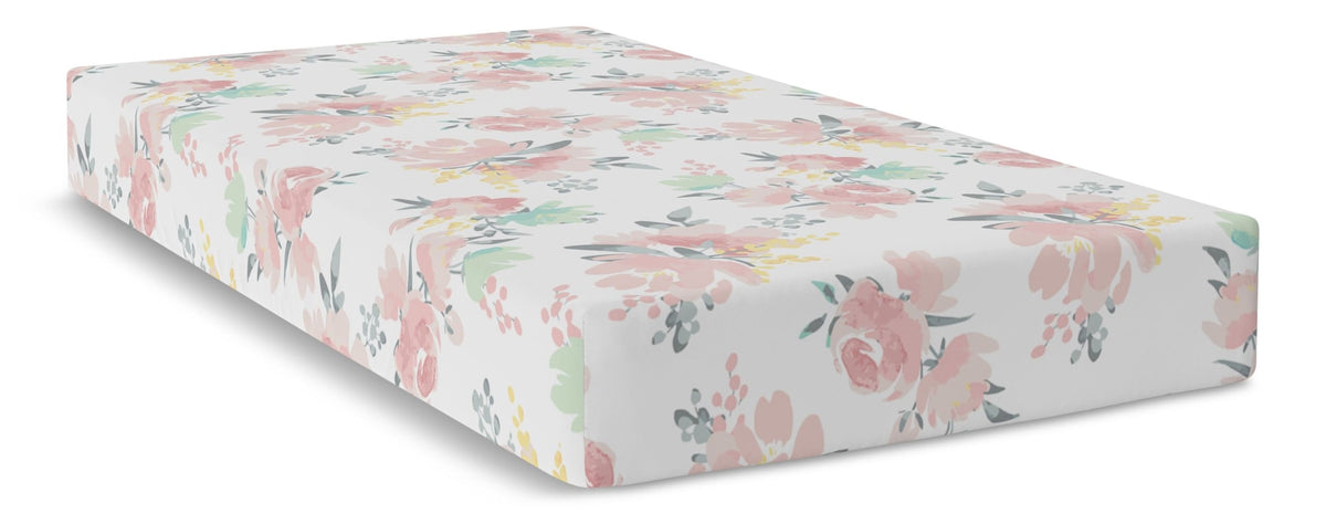 Kushies Fitted Percale Crib Sheet, Watercolour Blooms