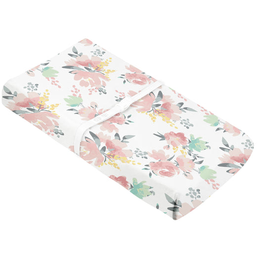 Kushies Percale Changing Pad Cover, Watercolour Blooms