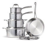 Lagostina 3-Ply Hammered Stainless Steel Cookware Set, 10-pc