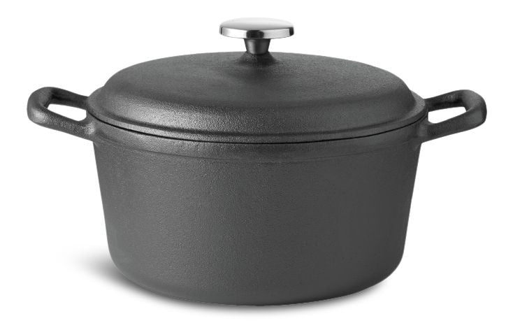 Lagostina Pre-Seasoned Casserole Dish, Cast Iron, Black, 6-qt