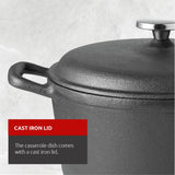 Lagostina Pre-Seasoned Casserole Dish, Cast Iron, Black, 6-qt image 2